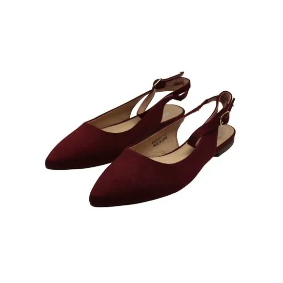 Women S KNS International Preea Ankle Strap Flat Wine Microsuede Fabric - Picture 3 of 8